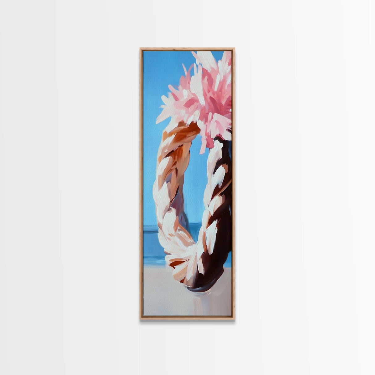 Floral Wreath, Boho Chic Art, Soft Pastel Flowers, Feminine Wall Decor, Spring Inspired Painting, Bedroom Framed Canvas Print