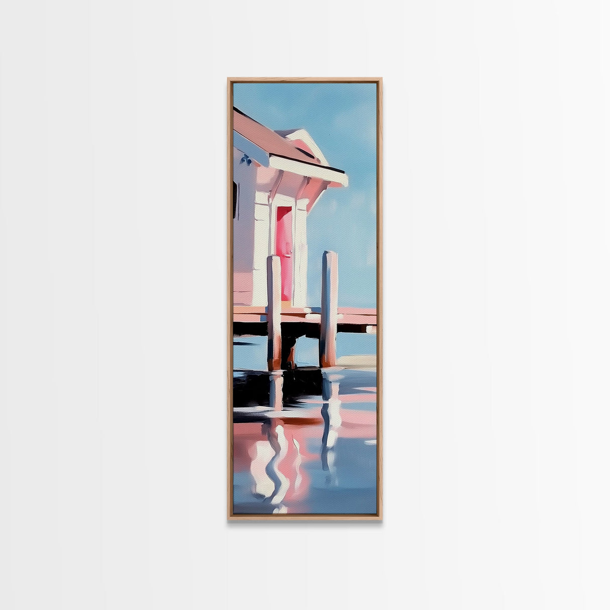 Dock House, Coastal Wall Art, Beach House Decor, Nautical Artwork, Ocean Reflection, Seaside Art, Living Room Art, Canvas Print