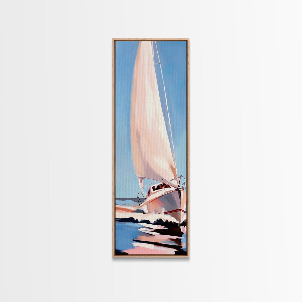 Sailing Dream, Nautical Adventure Art, Soft Pastel Seascape, Elegant Coastal Decor, Minimalist Ocean Scene, Framed Canvas Print