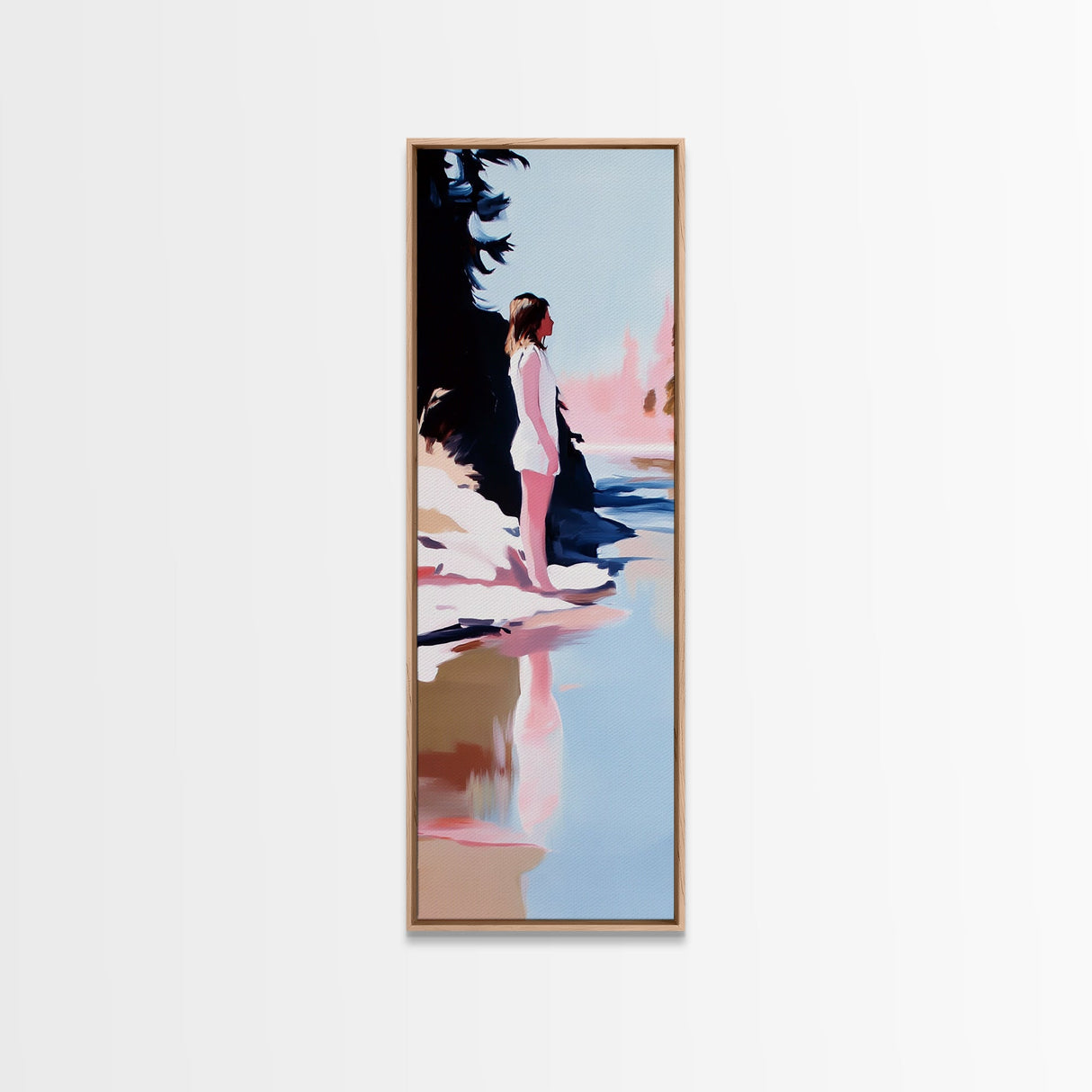 Serene Lake View, Reflection Art, Tranquil Scene, Minimalist Aesthetic, Framed Canvas Print, Nature Wall Art, Bedroom Decor, Pastel Tones