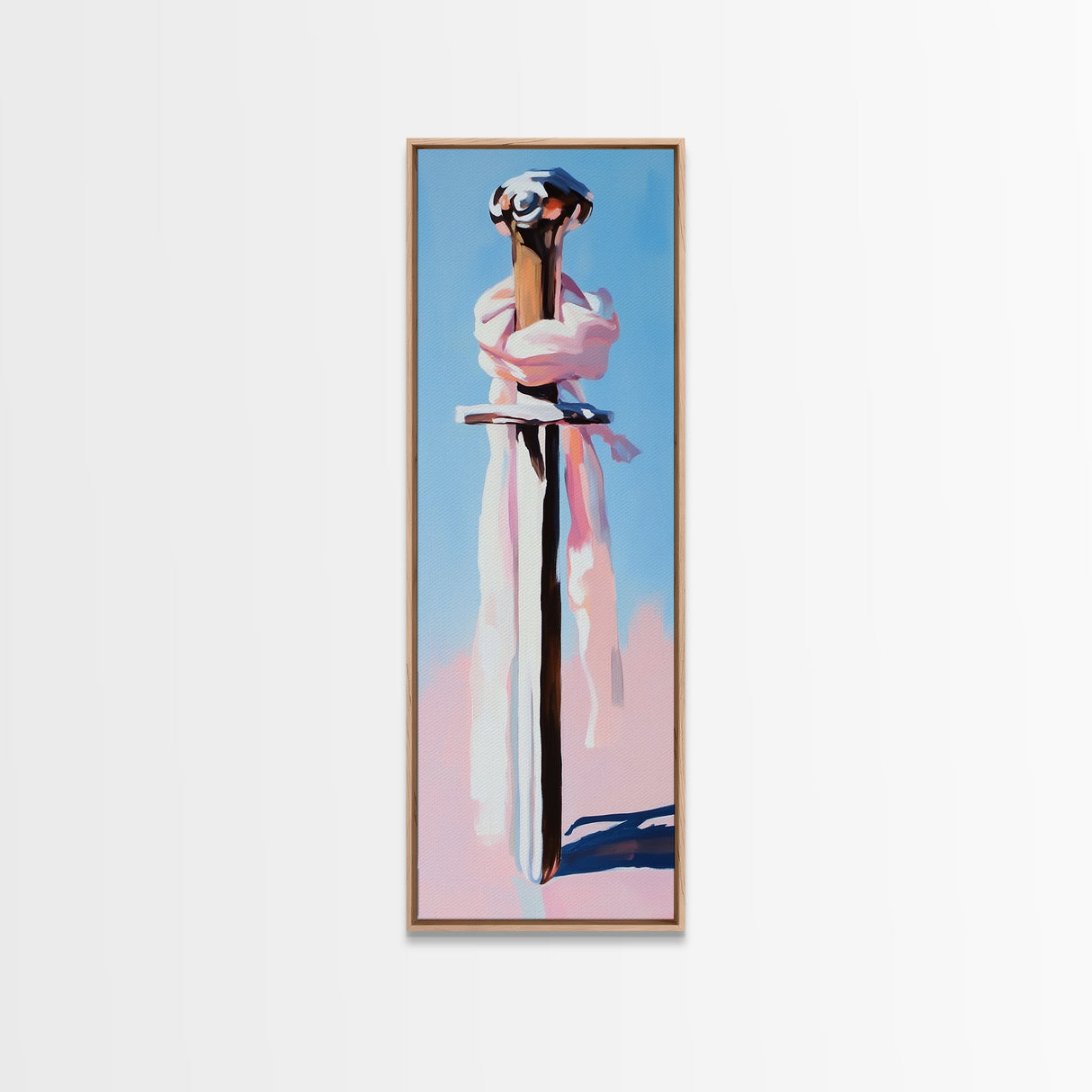 Wrapped Sword, Knight Artwork, Fantasy Wall Art, Rustic Decor, Warrior Aesthetic, Medieval Painting, Framed Canvas Print