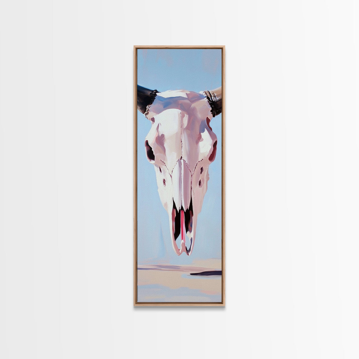 Bull Skull, Western Rustic, Desert Vibes, Framed Canvas Print, Boho Wall Art, Cowboy Aesthetic, Southwest Home Decor, Living Room Accent