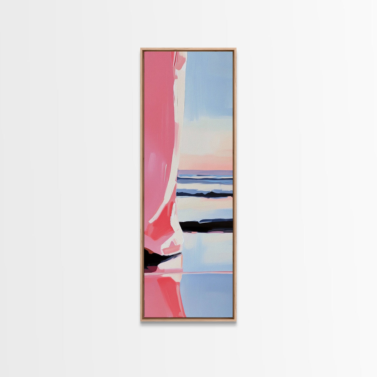 Pink Horizon, Coastal Sunrise, Minimalist Beach Painting, Abstract Seascape Art, Contemporary Pastel Wall Decor, Canvas Print, Office Wall Art