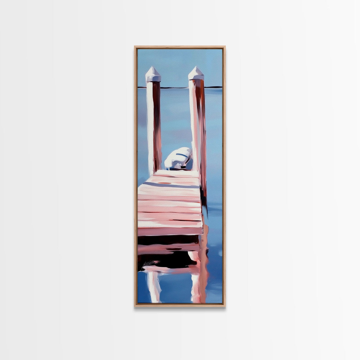 Dock Reflection, Calm Waters, Nautical Aesthetic, Serene Landscape, Coastal Home Decor, Minimal Framed Canvas Print, Tranquil Vibes