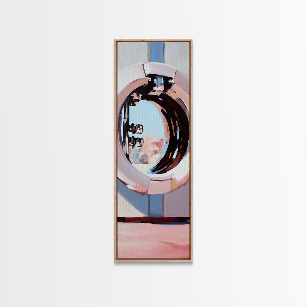 Porthole Reflection, Nautical Aesthetic, Ocean View Art, Framed Canvas Print, Modern Minimalist, Coastal Decor, Living Room Art