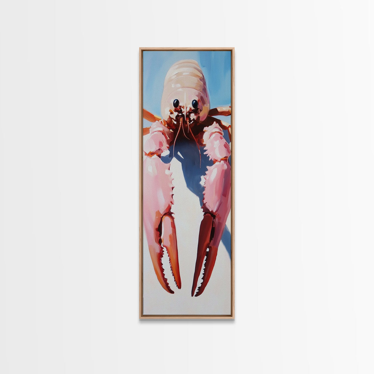 Quirky Crustacean Art, Bold Seafood Print, Coastal Decor, Framed Canvas Print, Playful Ocean Aesthetic, Kitchen Wall Art, Nautical