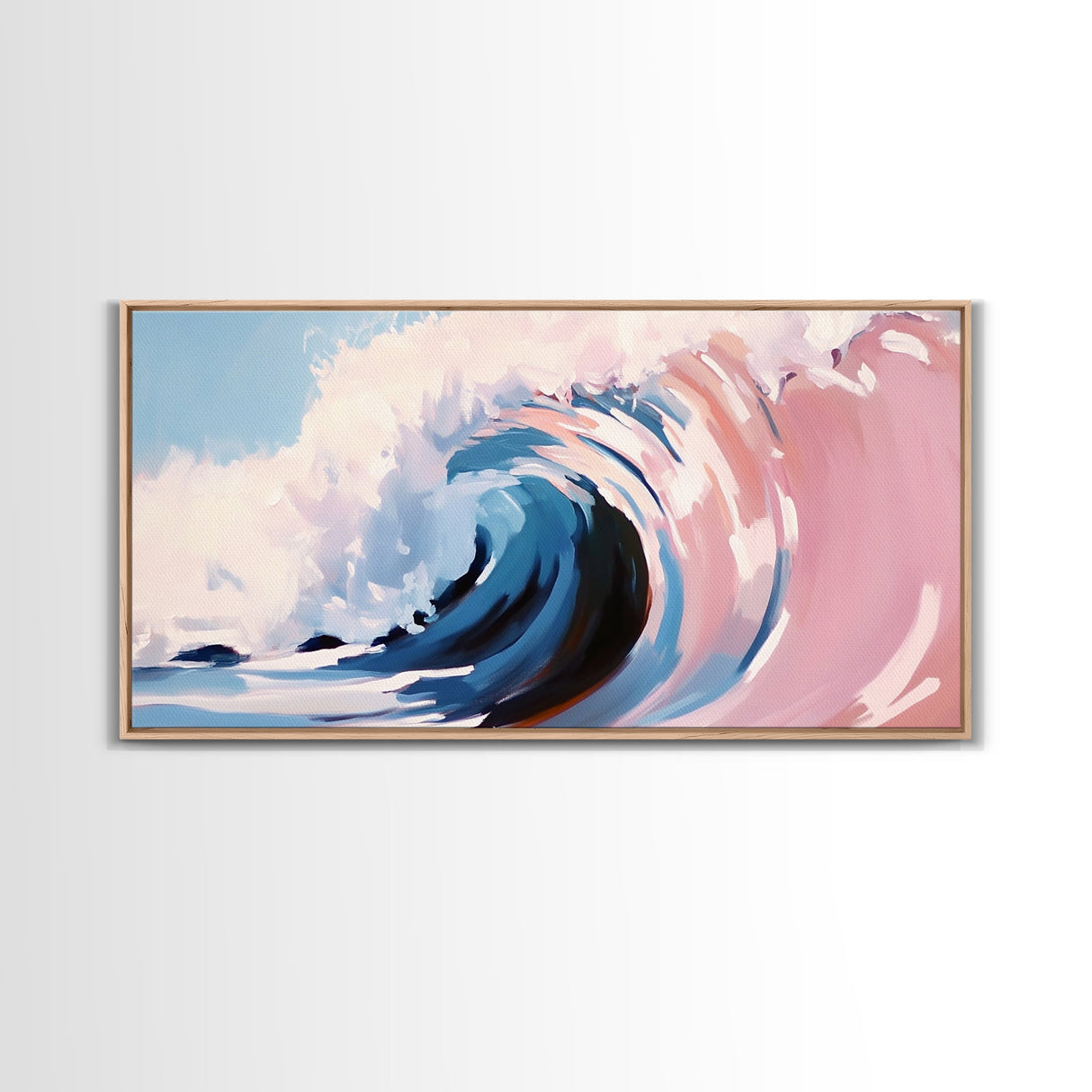 Rolling Surf, Coastal Wall Art, Wave Painting, Ocean Aesthetic, Nautical Decor, Beach House Art, Modern Abstract, Framed Canvas Print