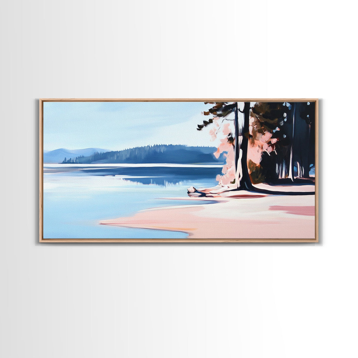 Sandy Shore, Coastal Landscape, Ocean Serenity, Nature Wall Art, Beach Vibes, Nautical Home, Modern Abstract, Framed Canvas Print