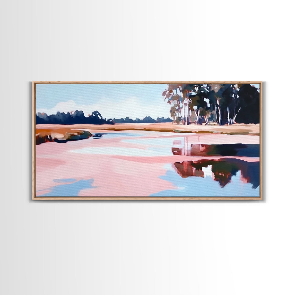 Marshland Serenity, Nature Landscape Art, Tranquil Scenery, Warm Neutrals, Earthy Wall Decor, Relaxing Aesthetic, Canvas Print, Bedroom