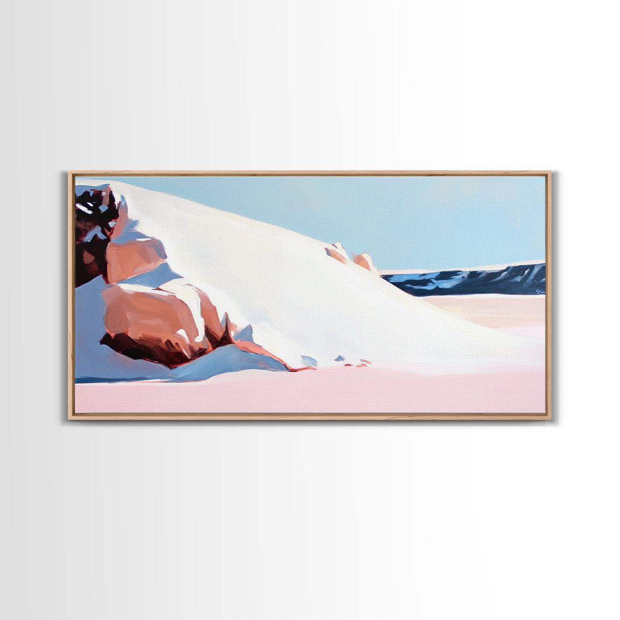 Sand Dunes, Ocean Breeze, Coastal Serenity, Pastel Beach, Framed Canvas Print, Minimalist Art, Modern Home Decor, Living Room Wall Art