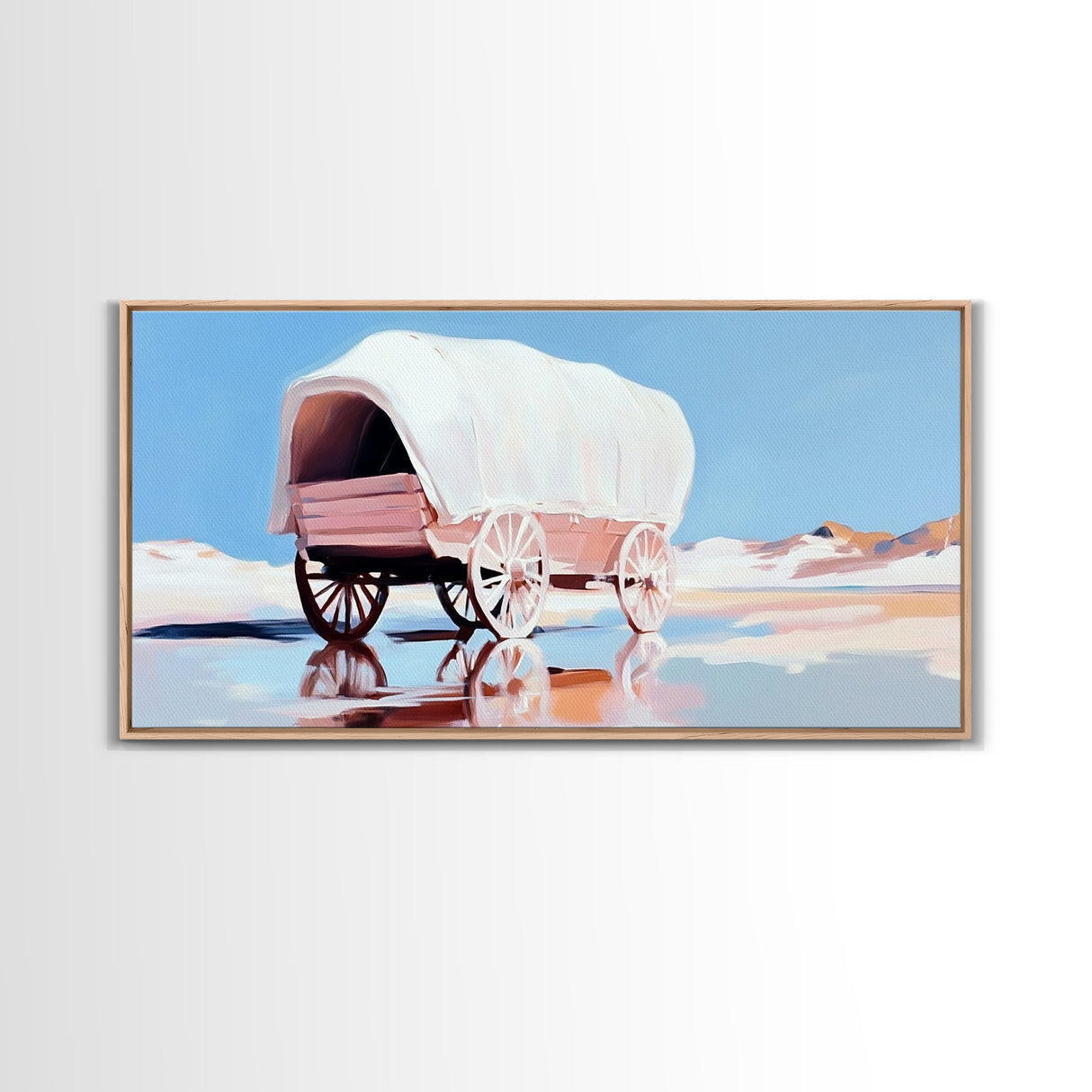 Covered Wagon, Western Art, Pioneer Print, Rustic Decor, Framed Canvas Print, Living Room Wall Art, Boho Farmhouse Style