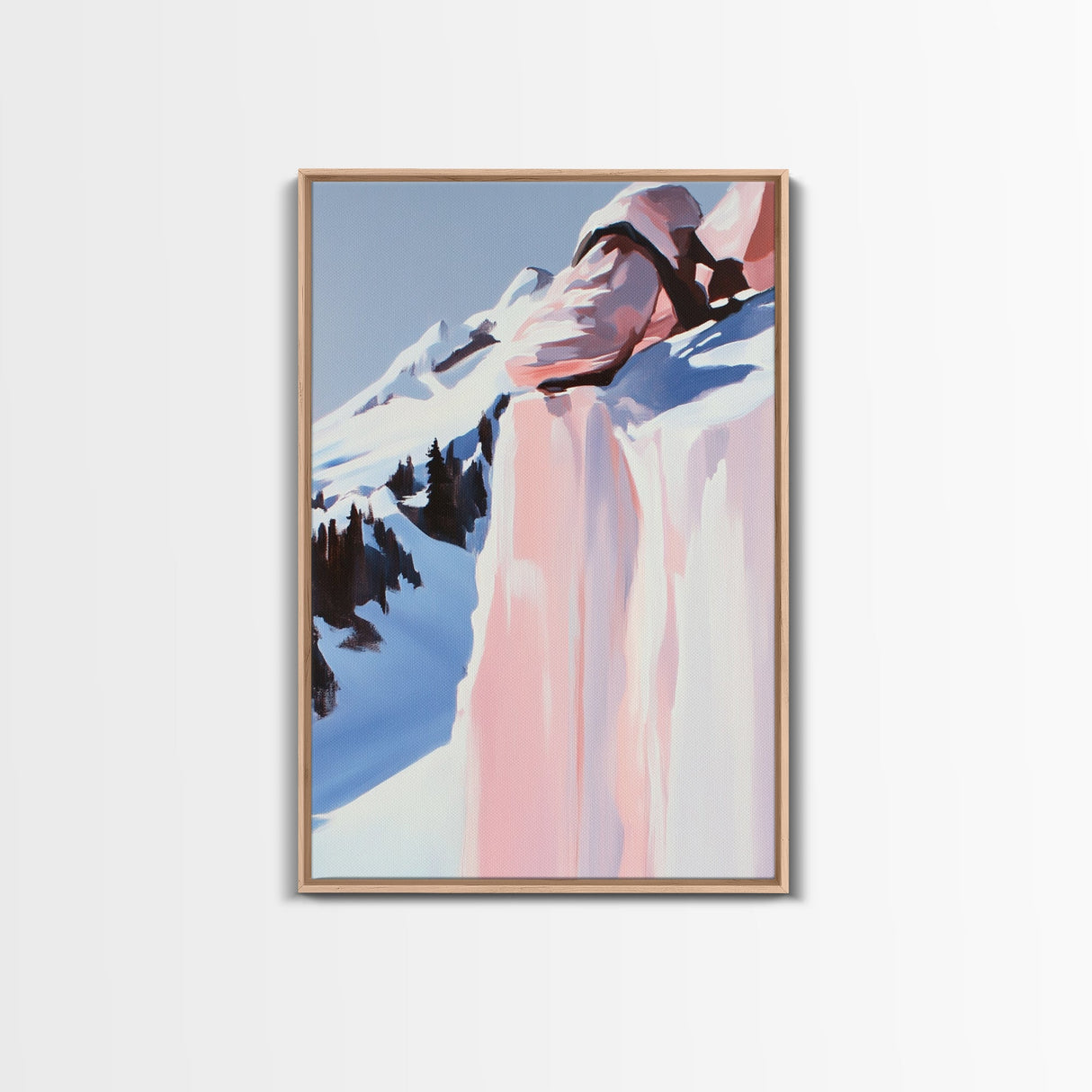 Snowy Mountains, Winter Landscape, Framed Canvas Print, Cozy Cabin Wall Art, Scenic Nature Painting, Alpine Decor, Christmas Home Aesthetic
