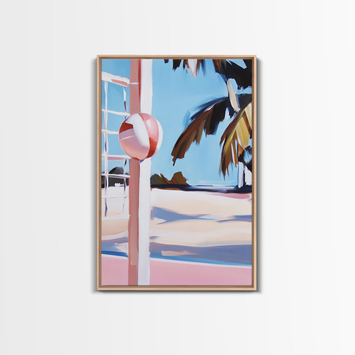 Beach Volleyball, Coastal Fun, Tropical Vibes, Sunset Sport, Canvas Print, Summer Wall Art, Beach House Decor, Relaxed Style