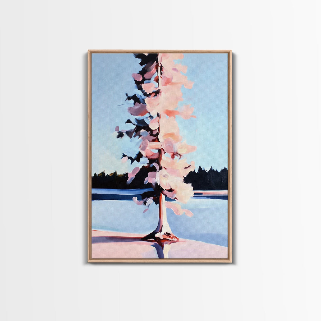 Winter Tree, Snowy Landscape, Serene Nature Scene, Scandinavian Minimalist, Peaceful Wall Art, Canvas Print, Framed Canvas Print