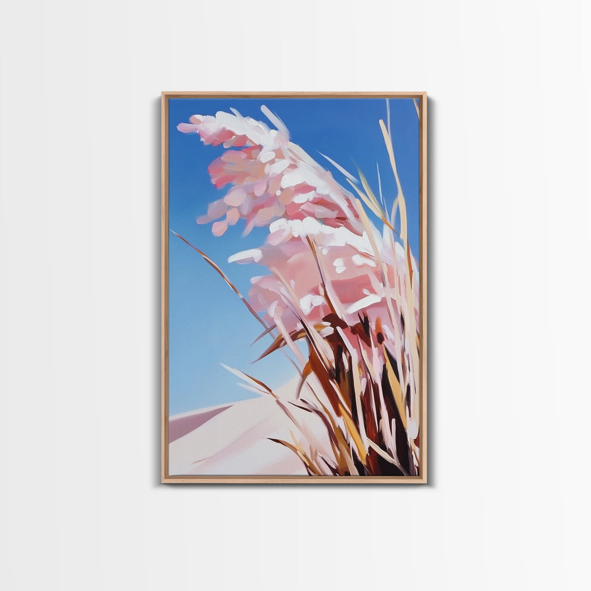 Windblown Grass, Beach Prairie Art, Coastal Breeze Print, Framed Canvas Print, Neutral Minimalist Decor, Modern Nature Wall Art