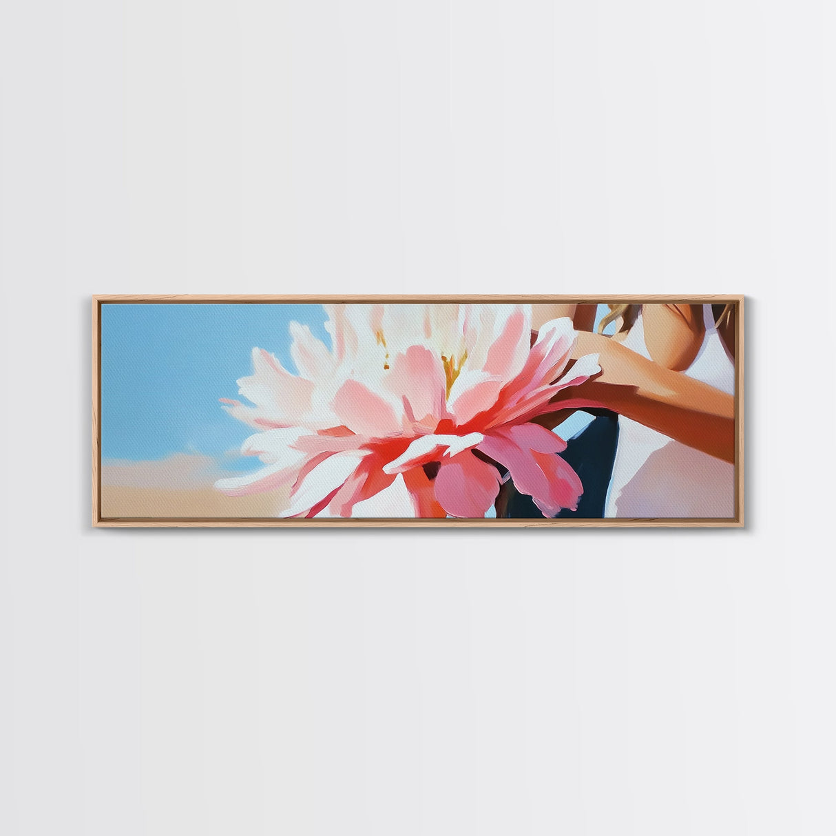 Floral Elegance, Boho Wall Art, Feminine Aesthetic, Framed Canvas Print, Soft Pink Flowers, Minimalist Home Decor, Bedroom Artwork