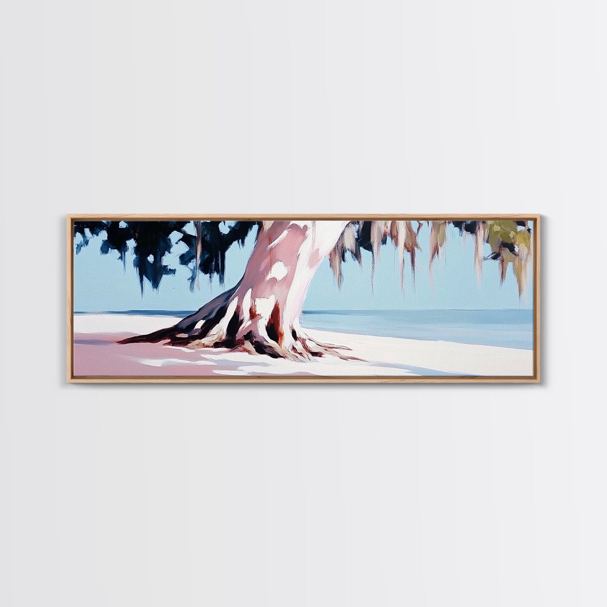 Seaside Tree, Coastal Wall Art, Bedroom Decor, Framed Canvas Print, Serene Landscape, Beach House Aesthetic, Minimalist Nature Painting