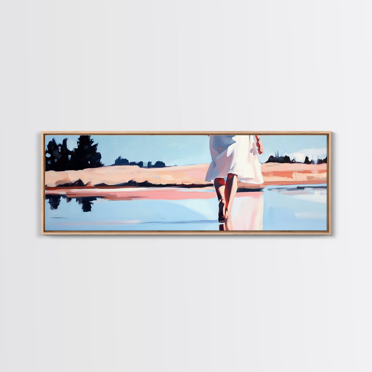 Ocean Walk, Barefoot Beach, Serene Waves, Coastal Canvas Print, Bedroom Wall Art, Minimalist Art, Relaxing Seascape Aesthetic