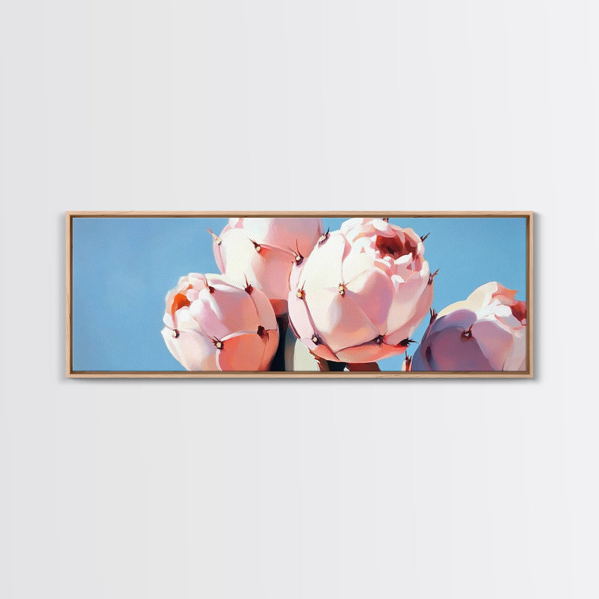 Cactus Flower Art, Desert Boho Decor, Minimalist Nature Painting, Southwest Framed Canvas Print, Rustic Wall Art, Earthy Home Aesthetic