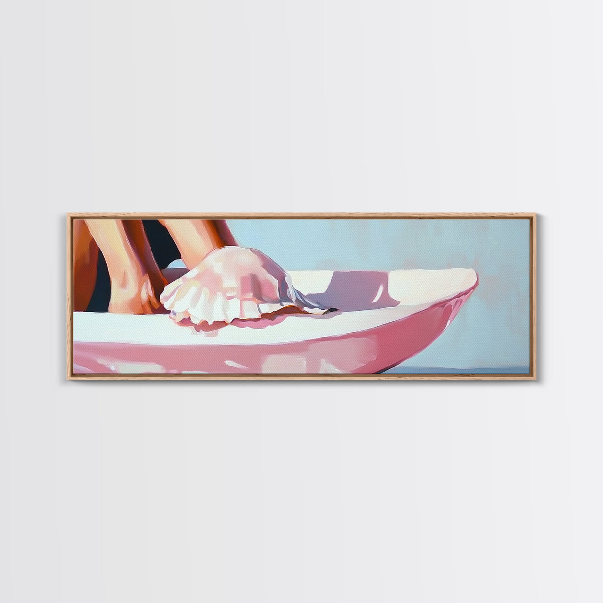 Beach Shell, Coastal Decor, Modern Art, Framed Canvas Print, Pastel Beach Wall Art, Minimalist Ocean Art, Nautical Art, Summer Vibes