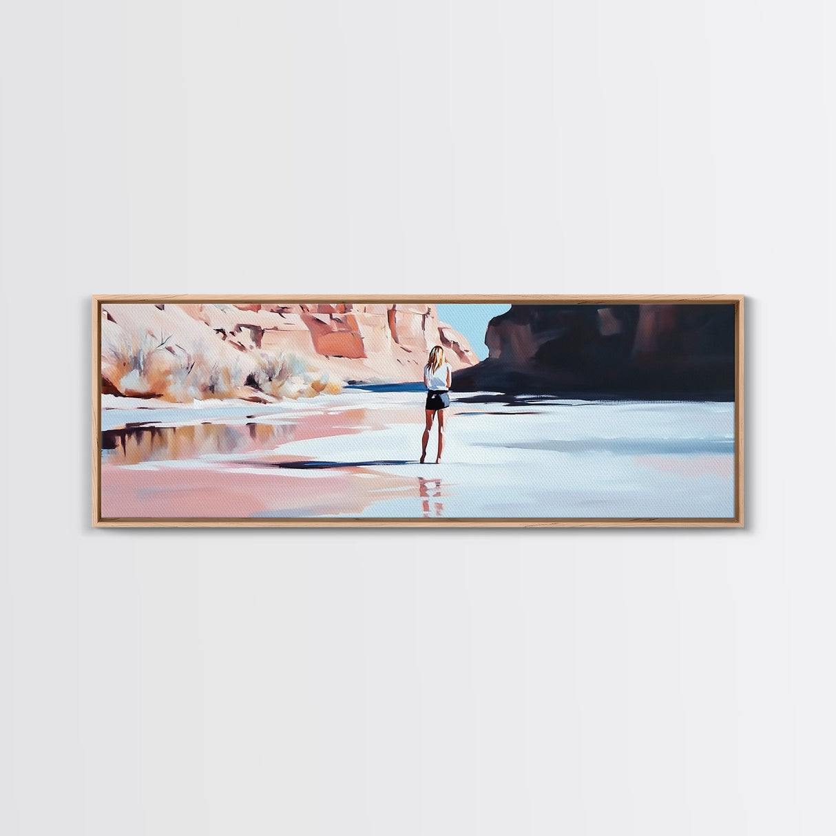 Desert River Scene, Canyon Artwork, Earthy Tones, Southwest Landscape, Minimalist Home Decor, Living Room Print, Canvas Print