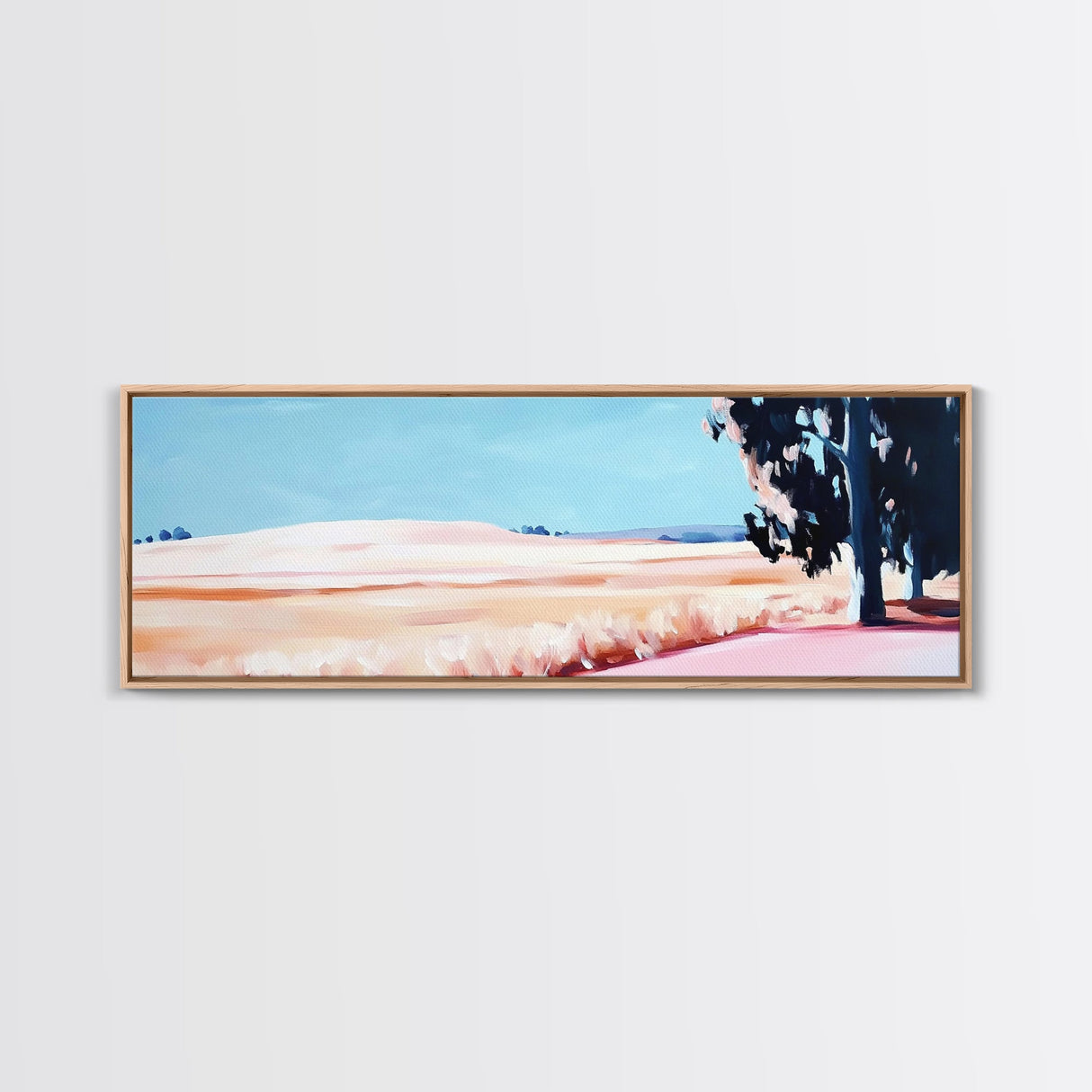 Rolling Fields, Pastel Landscape, Countryside Painting, Nature Decor, Modern Farmhouse Art, Living Room Wall Art, Framed Canvas Print