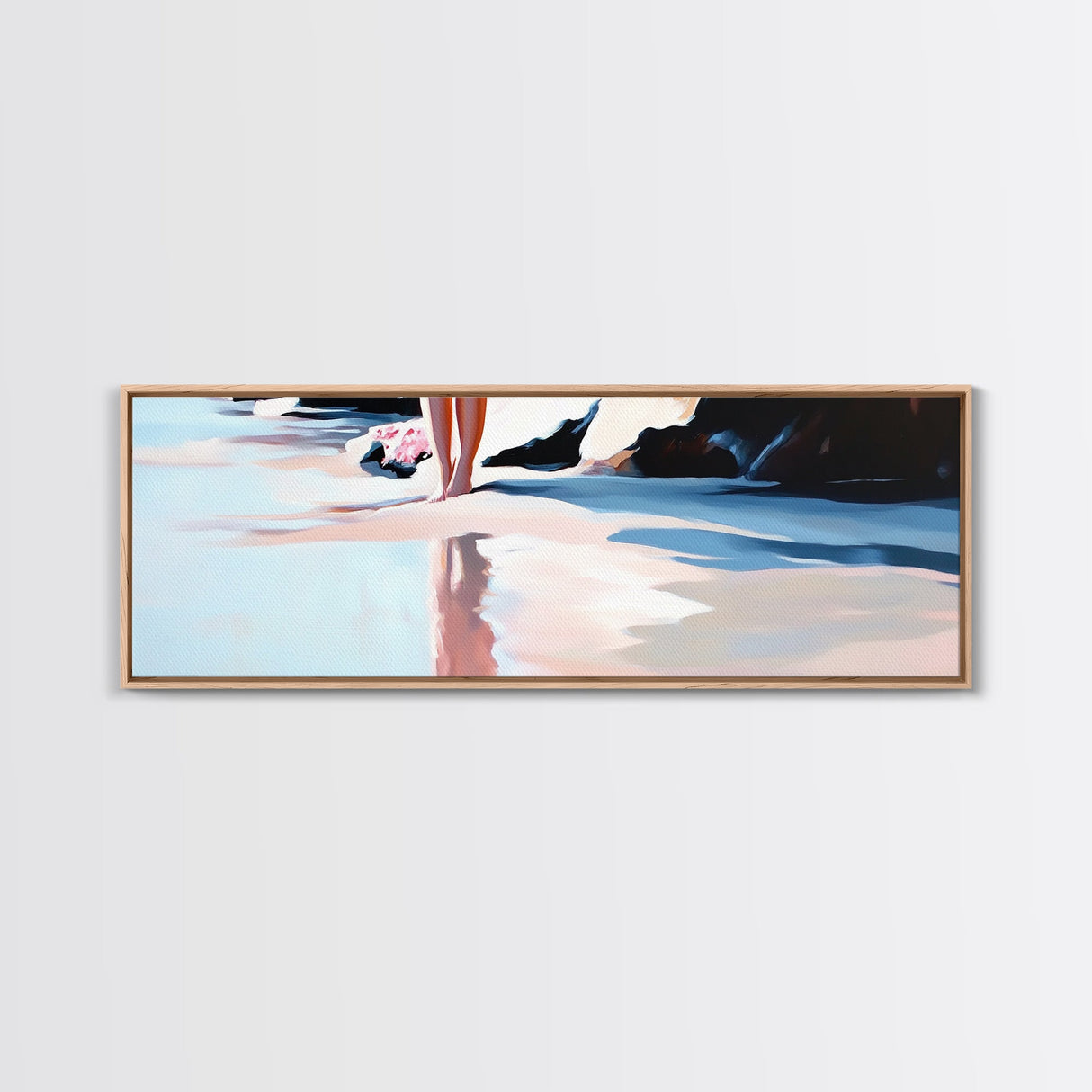 Reflection, Beach Walk, Minimalist Art, Framed Canvas Print, Coastal Decor, Ocean Wall Art, Boho Art, Bedroom Wall Art, Relaxing Aesthetic