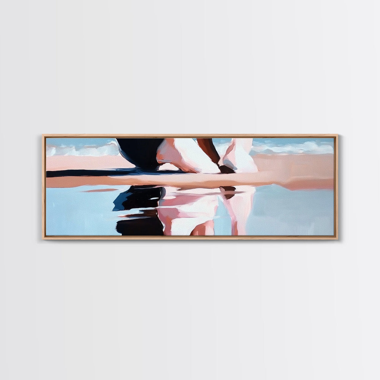 Sunset Reflection, Beach Art, Ocean Painting, Framed Canvas Print, Coastal Wall Art, Living Room Decor, Modern Minimalist Home Style