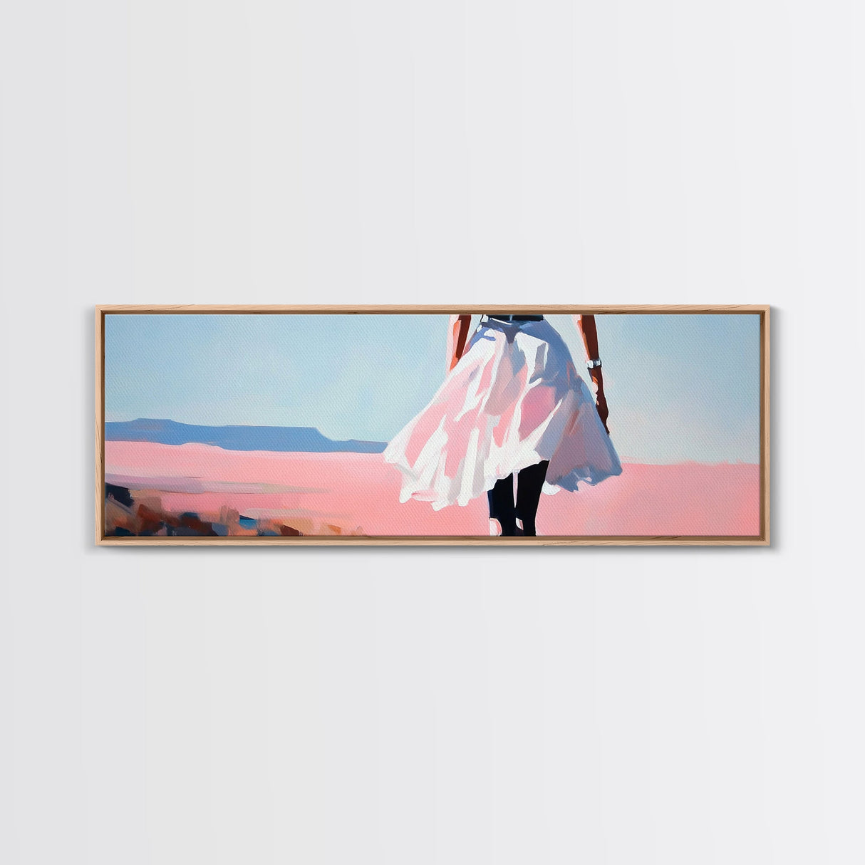 Flowing Dress, Beach Walk, Pastel Aesthetic, Dreamy Art, Canvas Print, Bedroom Wall Art, Feminine Home Decor, Soft Colors