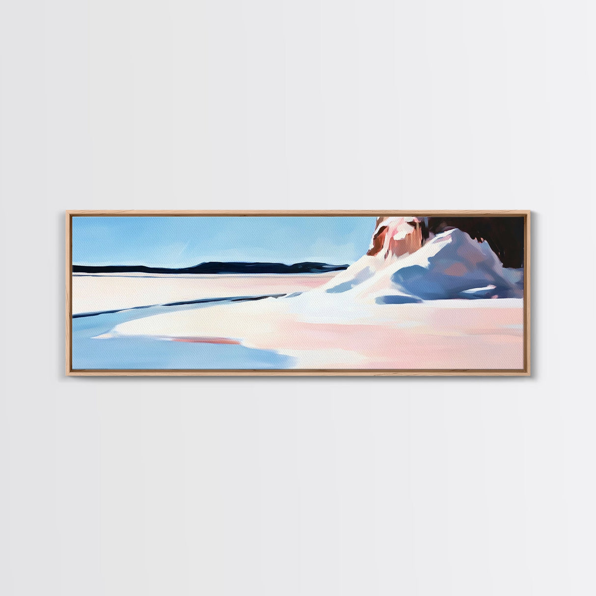 Winter Landscape Print, Snowy Mountain Scene, Nature Painting, Soft Blue Art, Large Canvas Print, Minimalist Home Decor, Office Wall Art