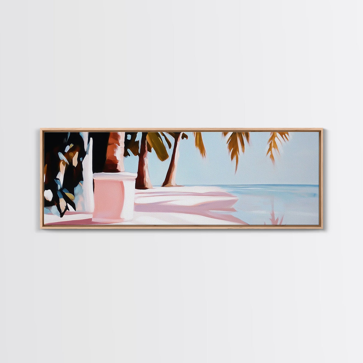 Palm Beach, Tropical Oasis, Ocean View, Framed Canvas Print, Boho Wall Art, Bedroom Decor, Coastal Aesthetic, Minimalist Art