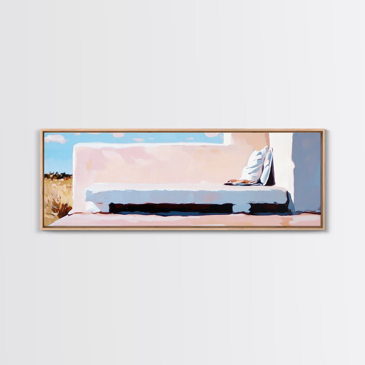 Desert Bench, Cozy Minimalist, Soft Neutral Tones, Boho Retreat, Modern Home Decor, Canvas Print, Living Room Wall Art, Earthy Tones