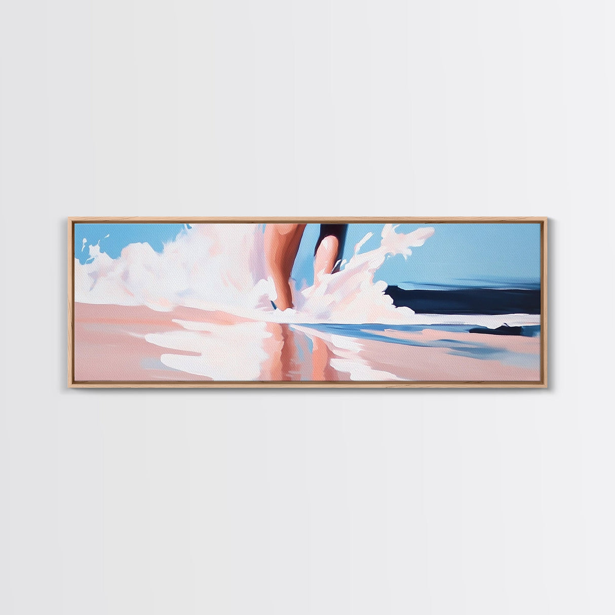 Waves and Feet, Coastal Wall Art, Ocean Art, Beach Lover Gift, Seascape Painting, Framed Canvas Print, Modern Living Room Decor