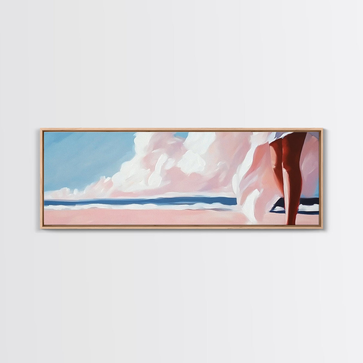 Sunset Glow, Pastel Sky, Tranquil Ocean, Soft Horizon, Canvas Print, Dreamy Beach Scene, Boho Aesthetic, Living Room Wall Art