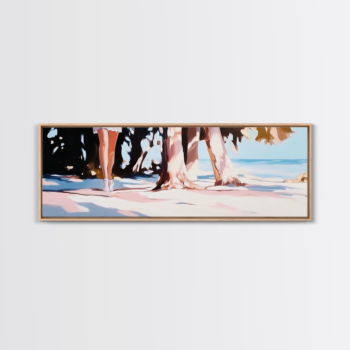 Palm Shadows, Beach Escape, Relaxing Shoreline, Summer Coastal, Canvas Print, Boho Aesthetic, Living Room Wall Art, Modern Tropical Decor