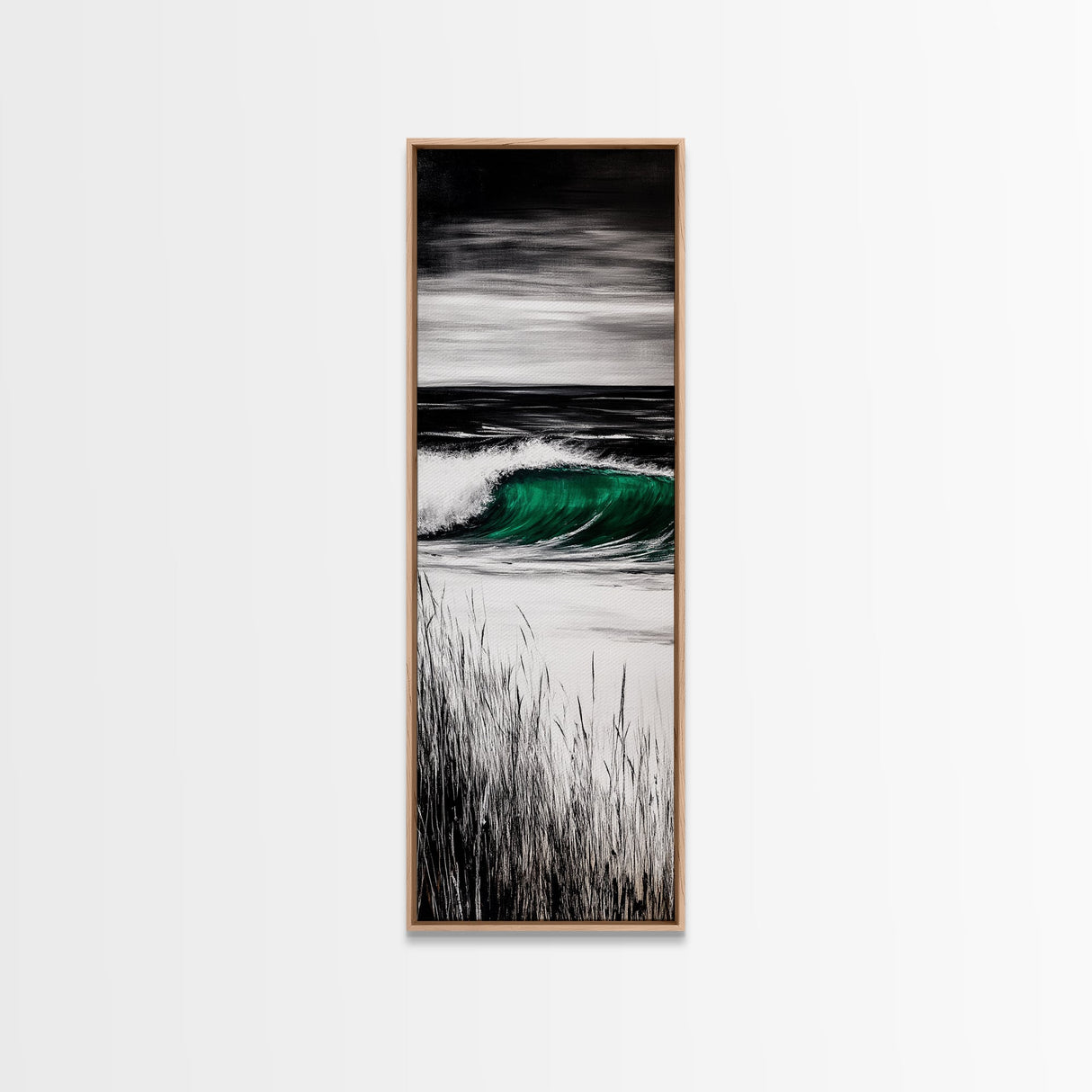 Ocean Wave, Emerald Green, Coastal Art, Framed Canvas Print, Beach House Decor, Nautical Wall Art, Surf Painting, Living Room Art