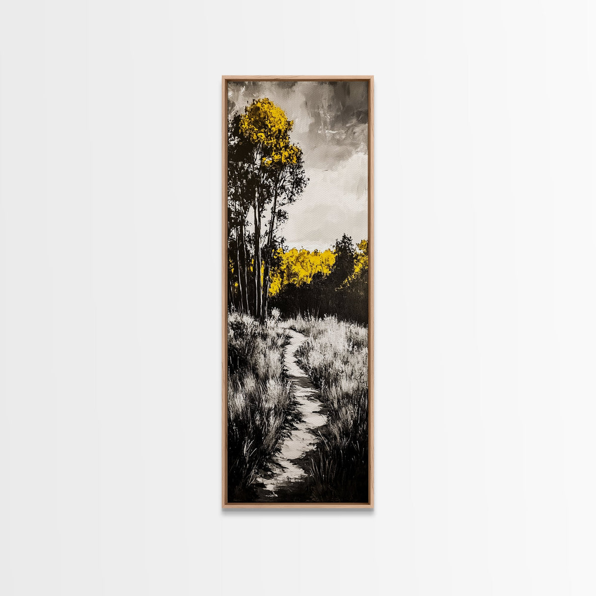 Autumn Trail, Golden Trees, Rustic Nature, Framed Canvas Print, Fall Wall Art, Country Home Decor, Warm Landscape Painting, Bedroom Art