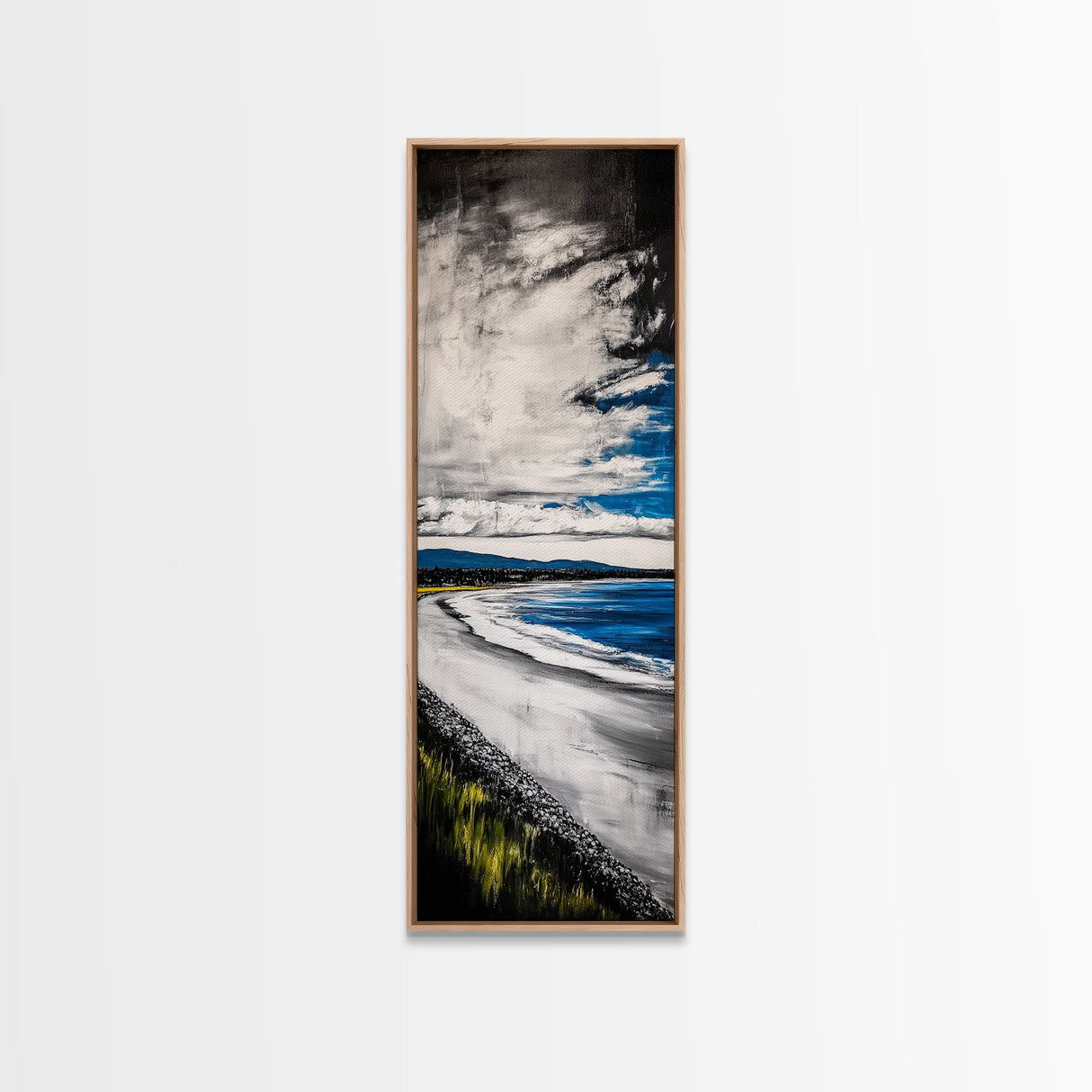 Blue Ocean Wave, Coastal Beach Scene, Nautical Seascape, Modern Abstract Art, Living Room Wall Decor, Canvas Print