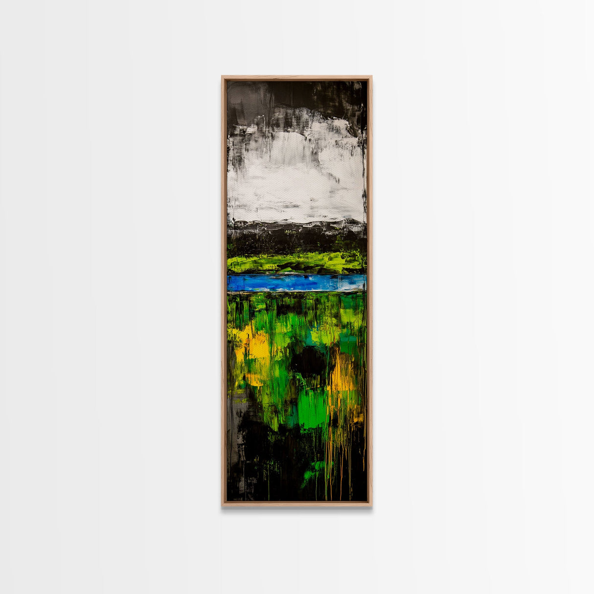 Abstract Landscape, Green Blue Art, Modern Wall Art, Framed Canvas Print, Office Decor, Large Artwork, Living Room Art, Minimalist Art