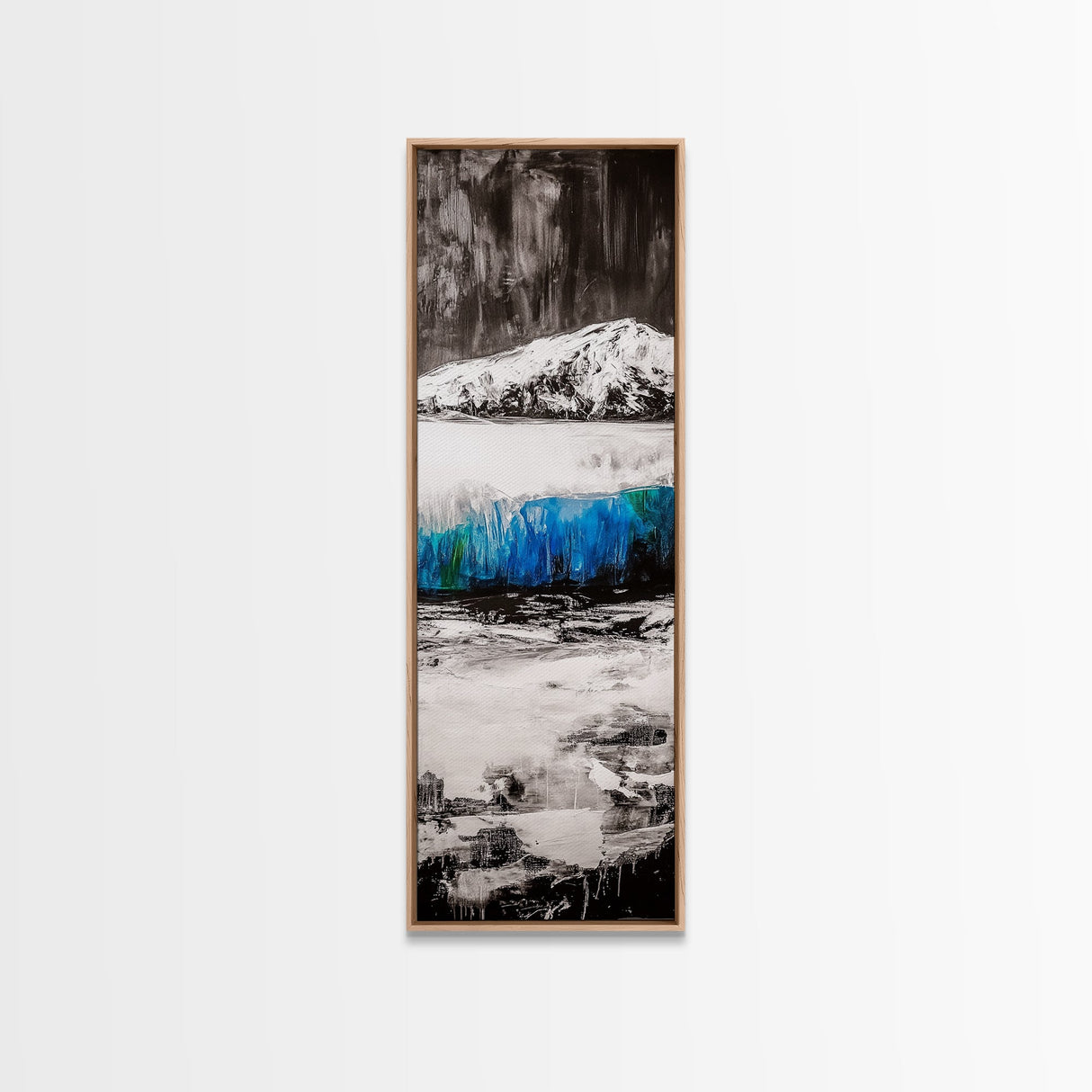 Mountain Reflection, Blue Lake Art, Nature Canvas Print, Black White Wall Art, Landscape Painting, Large Artwork, Minimalist Decor