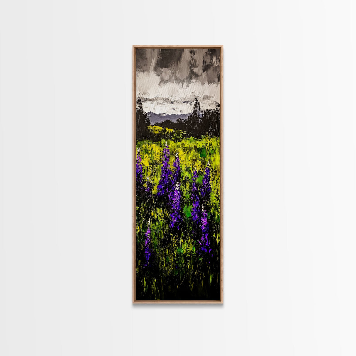 Purple Wildflowers, Impressionist Landscape, Vibrant Nature Art, Country Home Decor, Framed Canvas Print, Bedroom Wall Art, Floral Artwork