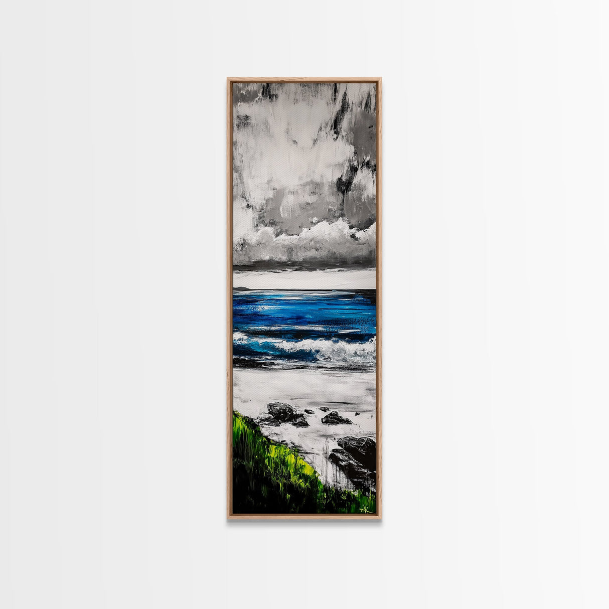 Ocean Horizon Painting, Abstract Seascape Art, Blue and Green Coastal Decor, Contemporary Nautical Art, Dining Room Wall Art, Canvas Print