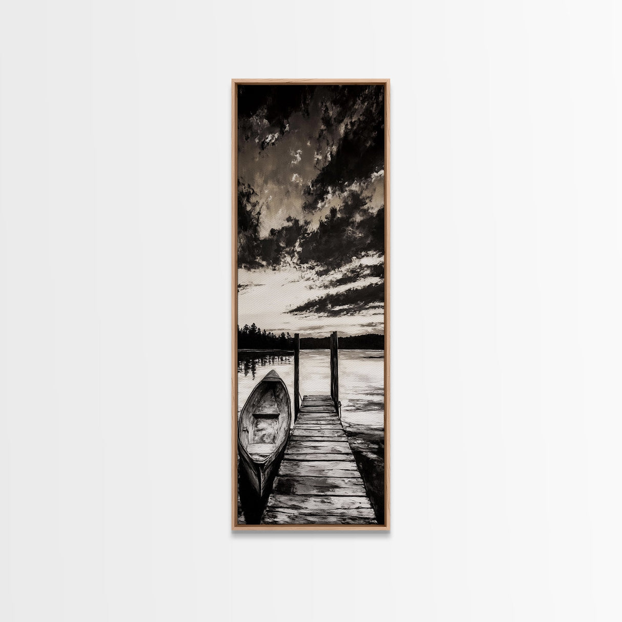 Black and White Seascape, Ocean Wave Painting, Minimalist Coastal Wall Decor, Beach House Artwork, Living Room Art, Framed Canvas Print