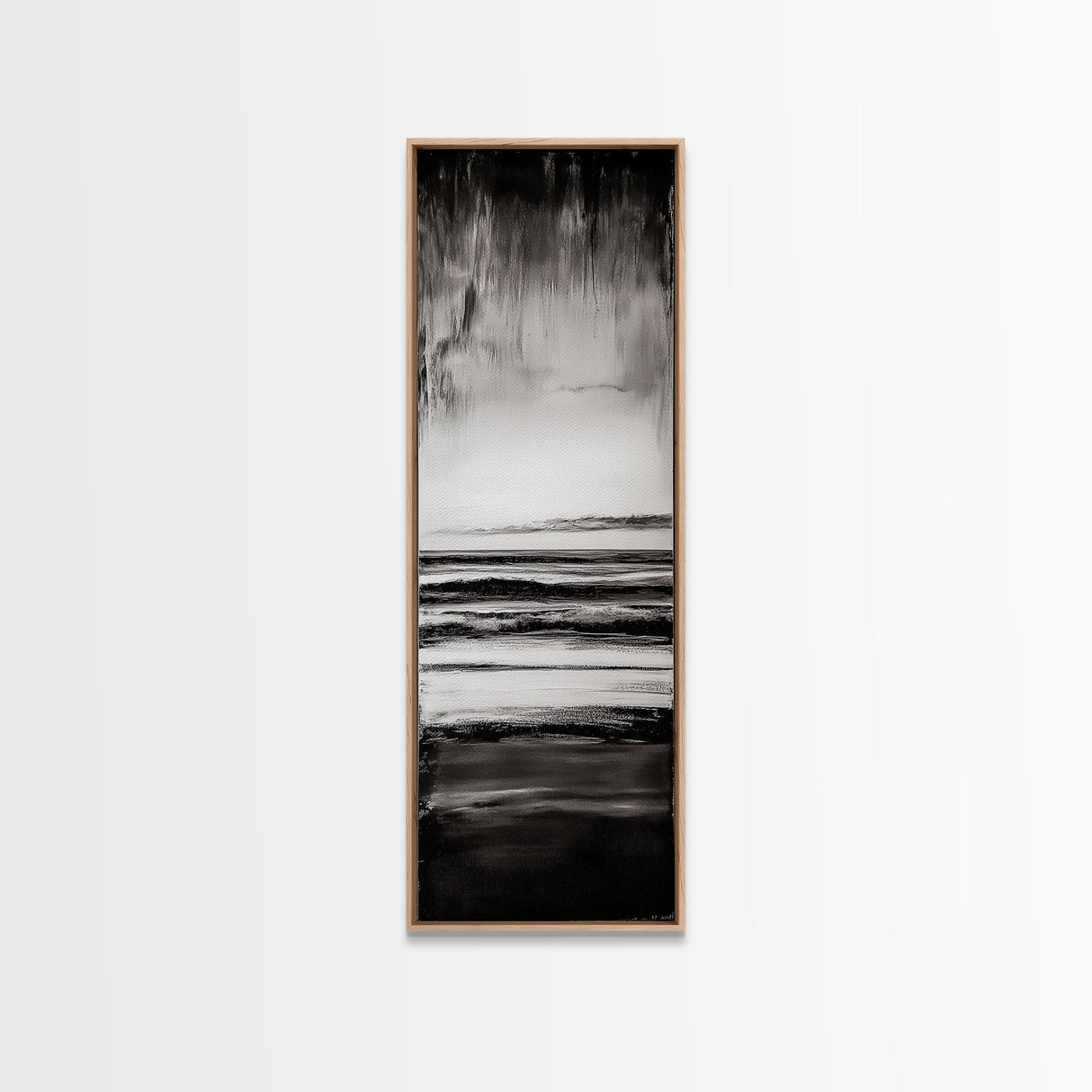 Black and White Seascape, Minimalist Ocean Horizon Art, Coastal Nautical Wall Decor, Modern Beach House Artwork, Framed Canvas Print
