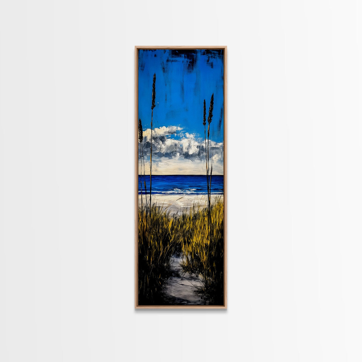 Coastal Dunes, Ocean View, Blue Sky, Framed Canvas Print, Beach Wall Art, Nautical Decor, Living Room Wall Art, Seaside Home Decor