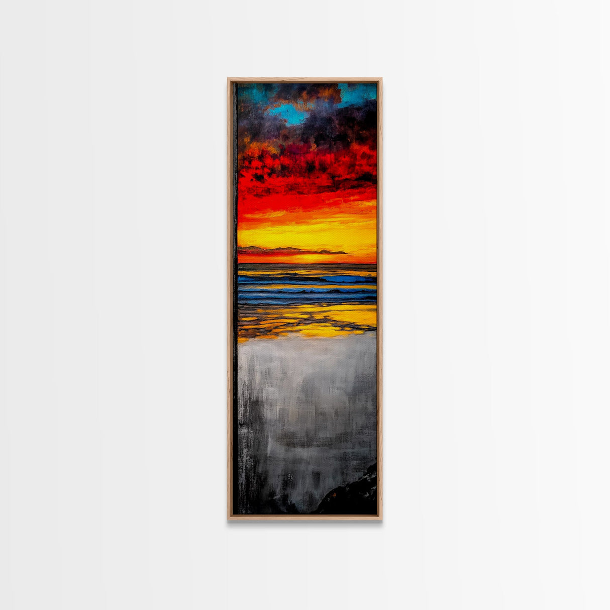Vibrant, Sunset, Beach, Framed Canvas Print, Coastal Wall Art, Tropical Sunset, Living Room Decor, Bold Colorful Painting