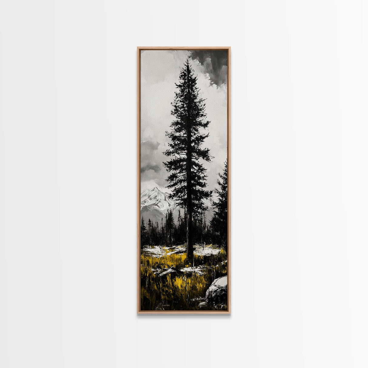 Lone Pine, Mountain View, Black and White, Canvas Print, Nature Wall Art, Rustic Home Decor, Cabin or Lodge Artwork