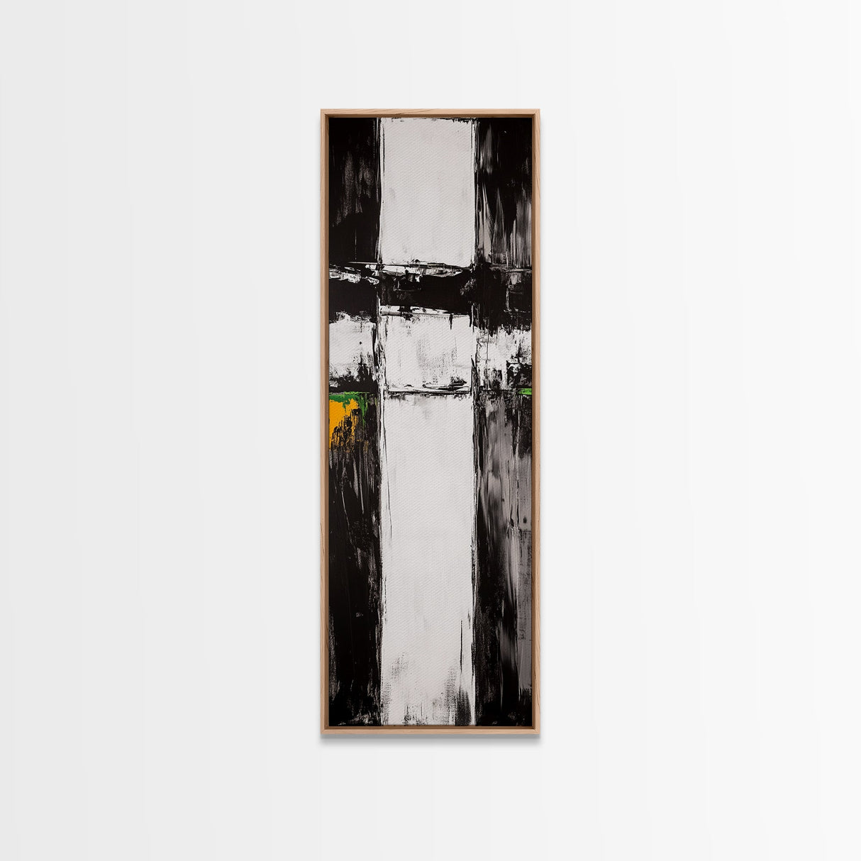 Modern Abstract, Minimalist Art, Textured Black White, Canvas Print, Contemporary Home Decor, Green Accent, Geometric Wall Art