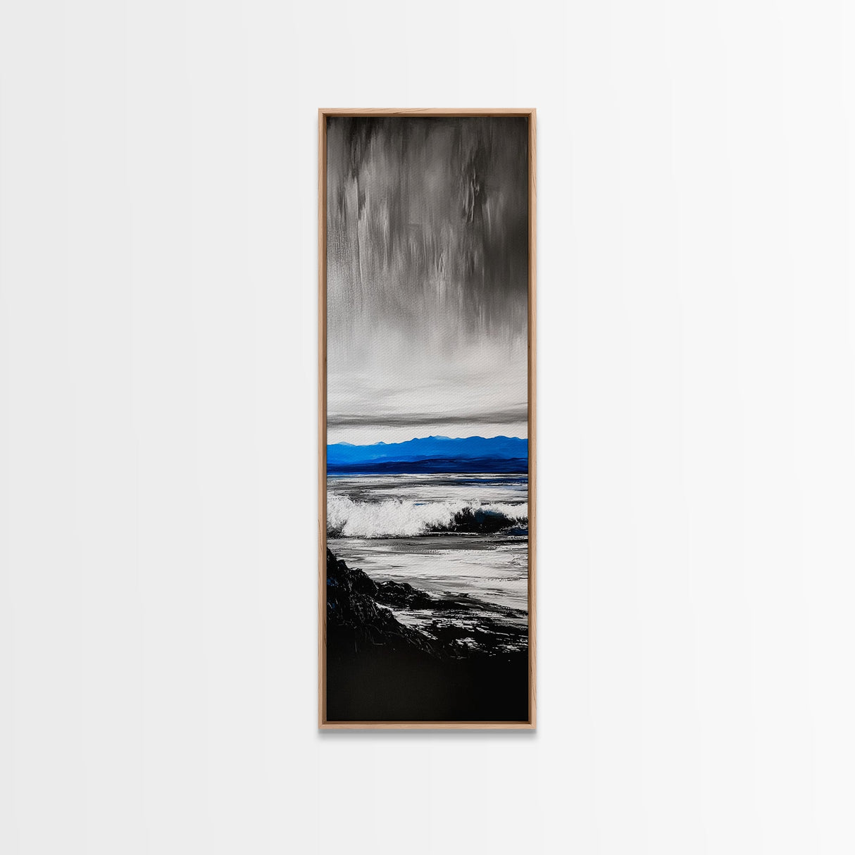 Stormy Waves, Dramatic Seascape, Black and White Art, Framed Canvas Print, Coastal Wall Art, Nautical Home Decor, Minimalist Seascape