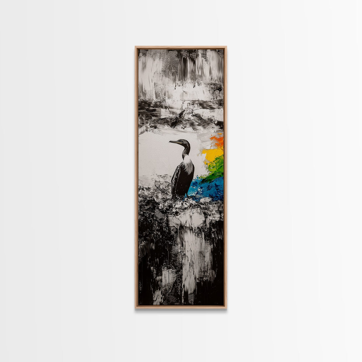 Majestic Bird, Black and White Art, Coastal Wildlife, Framed Canvas Print, Modern Decor, Ocean Inspired, Living Room Artwork